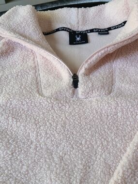 Spyder Women's Pale Pink Sherpa Quarter-Zip Pullover